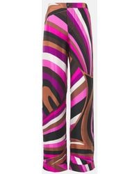 PUCCI - Weite High-Rise-Hose Iride Aus Seiden-Twill - Lyst