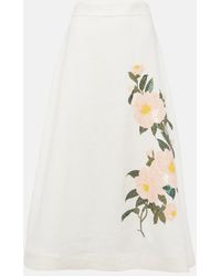 Zimmermann - Linen Midi Skirt - Lyst