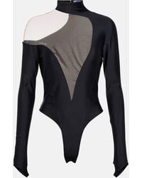 Mugler - Illusion Tulle-panelled Jersey Bodysuit - Lyst
