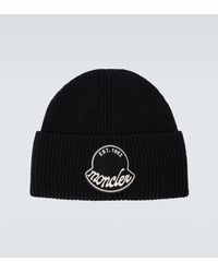 Moncler - Logo Ribbed-Knit Virgin Wool Beanie - Lyst