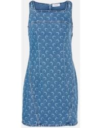 Marine Serre - All Over Moon Denim Minidress - Lyst