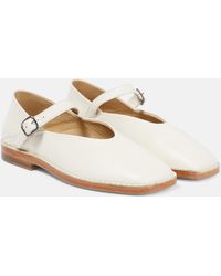 Lemaire Leather Mary Jane Ballet Flats - White
