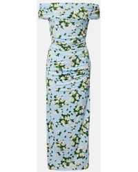 Carolina Herrera - Floral Ruched Jersey Midi Dress - Lyst