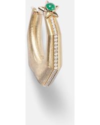 Marie Lichtenberg - Baba Large 18Kt Single Earring With Diamonds And Emerald - Lyst