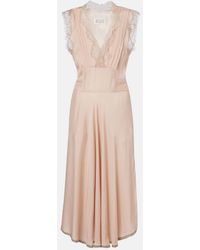 Maison Margiela - Belted Lace-Trimmed Midi Dress - Lyst