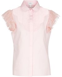 Giambattista Valli Ruffled Short-sleeved Cotton Shirt - Pink