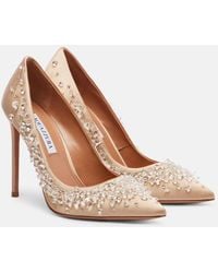 Aquazzura - Constellation Embellished Satin Pumps - Lyst