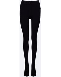 Loewe - Leather-Trimmed Ribbed-Knit Leggings - Lyst