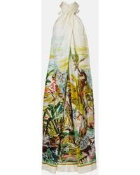 ALÉMAIS - Jungle Boogie Halterneck Silk Maxi Dress - Lyst