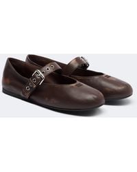 Miu Miu - Leather Mary Jane Flats - Lyst