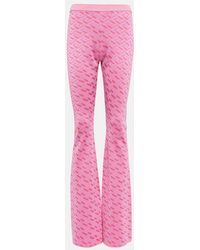 Versace - La Greca Jacquard Silk-blend Flared Pants - Lyst