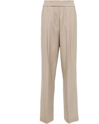 Brunello Cucinelli Linen High-rise Pleated Wide-leg Pants Womens Clothing Trousers Slacks and Chinos Wide-leg and palazzo trousers 
