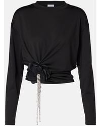 Area - Top Aus Jersey Mit Kristallen - Lyst