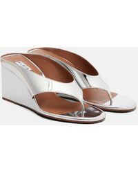 Alaïa - Cube Mirrored Wedge Thong Sandals - Lyst