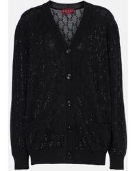 Gucci - Cardigan Gg Aus Wolle Mit Kristallen - Lyst