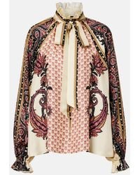 Etro - Printed Silk Twill Blouse - Lyst