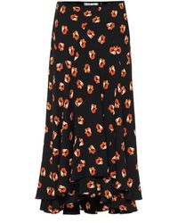 Diane von Furstenberg Gonna Debra a stampa floreale in seta - Nero