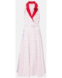 Rodarte - Polka-Dot Belted Silk Twill Midi Dress - Lyst