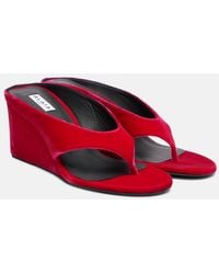 Alaïa - Cube 75 Velvet Wedge Thong Sandals - Lyst