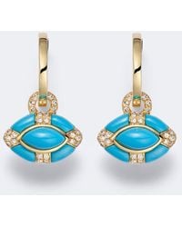 SHAY - Riviera Petite 18Kt Huggie Earrings With Turquoises And Diamonds - Lyst