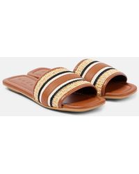 Hogan - Striped Leather-Trimmed Slides - Lyst
