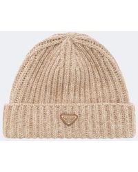 Prada - Ribbed-Knit Wool And Cashmere Beanie - Lyst