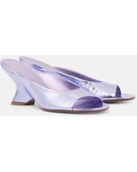 Dries Van Noten - Wedge-Pantoletten Aus Metallic-Leder - Lyst