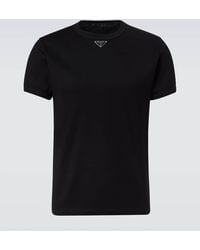 Prada - Triangle Cotton Jersey T-Shirt - Lyst