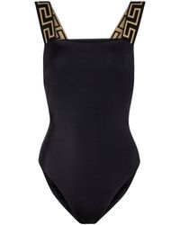 Femme Articles de plage et maillots de bain Articles de plage et maillots de bain Versace Culotte de bikini à motif à clé grecque Synthétique Versace en coloris Noir 