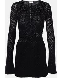 Saint Laurent - Wool-Blend Crochet Minidress - Lyst