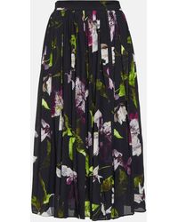 Erdem - Jupe midi en crepe a fleurs - Lyst