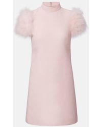 Valentino - Feather-Trimmed Turtleneck Crepe Couture Minidress - Lyst