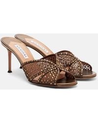 Aquazzura - Crystal Lover Embellished Tulle Mules - Lyst