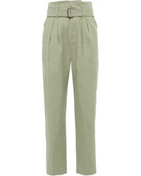 Brunello Cucinelli High-rise Linen-blend Paperbag Trousers - Green