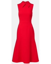 Emilia Wickstead - Leontine Wool Crepe Midi Dress - Lyst