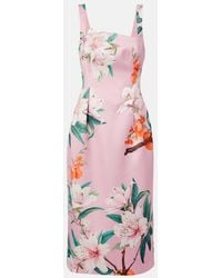 LEO LIN - Larissa Floral Satin Midi Dress - Lyst