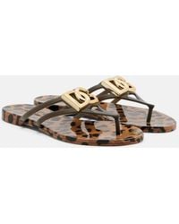 Dolce & Gabbana - Dg Leopard-Print Thong Sandals - Lyst