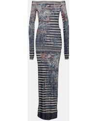 Jean Paul Gaultier - Sailor Tattoo Printed Tulle Maxi Dress - Lyst