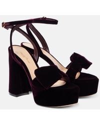 Gianvito Rossi - 70 Bow-Detail Velvet Platform Sandals - Lyst