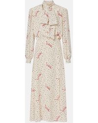 Valentino - Polka-Dot Silk Crepe De Chine Midi Dress - Lyst