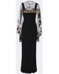 La Fuori - Floral Sequined Caped Gown - Lyst