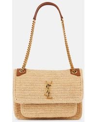 Saint Laurent - Niki Medium Raffia Shoulder Bag - Lyst