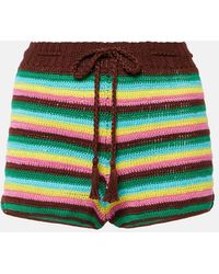 Anna Kosturova - Striped Crochet Cotton Shorts - Lyst