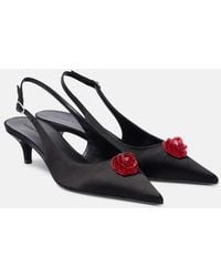 Magda Butrym - 45 Floral-Applique Satin Slingback Pumps - Lyst