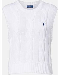 Polo Ralph Lauren - Logo Cable-Knit Cotton Sweater Vest - Lyst