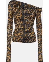 Blumarine - Floral-applique Leopard-print Top - Lyst