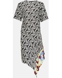 Dries Van Noten - Printed Asymmetric Midi Dress - Lyst