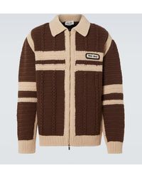 Miu Miu - Cable-Knit Cashmere Zip-Up Sweater - Lyst