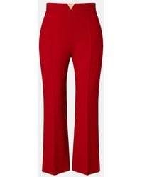 Valentino - Vlogo Cropped Virgin Wool Crepe Straight Pants - Lyst