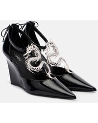 Coperni - Dragon Embellished Leather Wedge Pumps - Lyst
